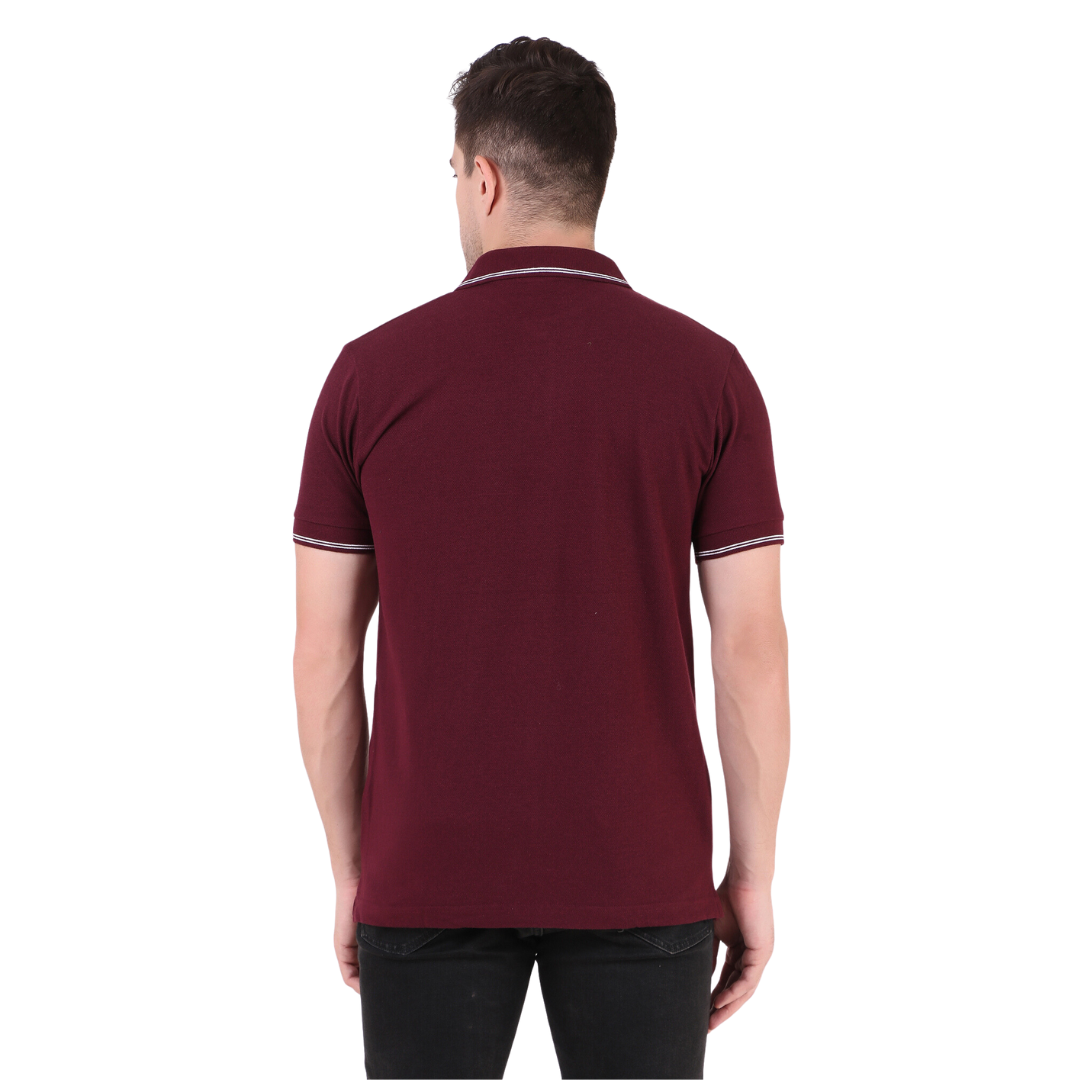 Men'S Polo T-Shirt - Cotton Rich - Ultra Soft, Short Sleeve, Textured By Edits lifestyle - WINE