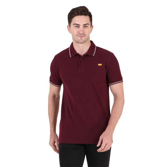 Men'S Polo T-Shirt - Cotton Rich - Ultra Soft, Short Sleeve, Textured By Edits lifestyle - WINE